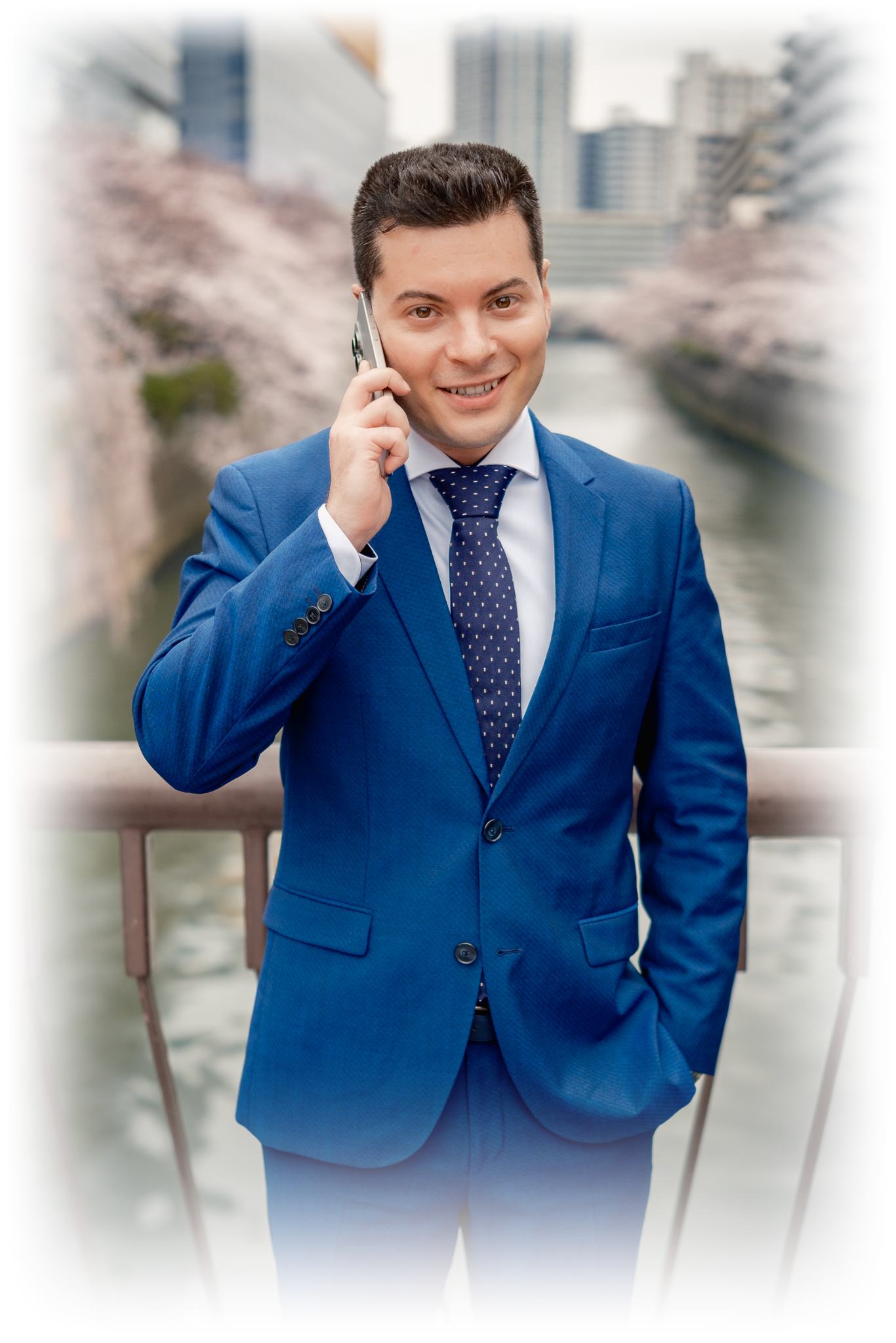 Portrait of Giorgio Tsoupis in a blue suit