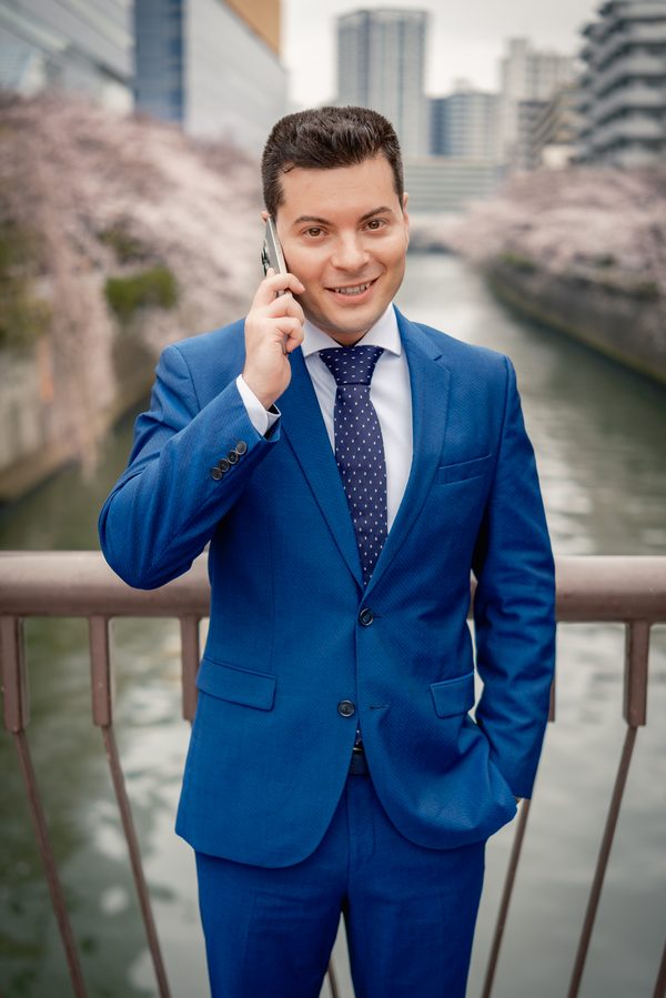 Portrait of Giorgio Tsoupis in a blue suit